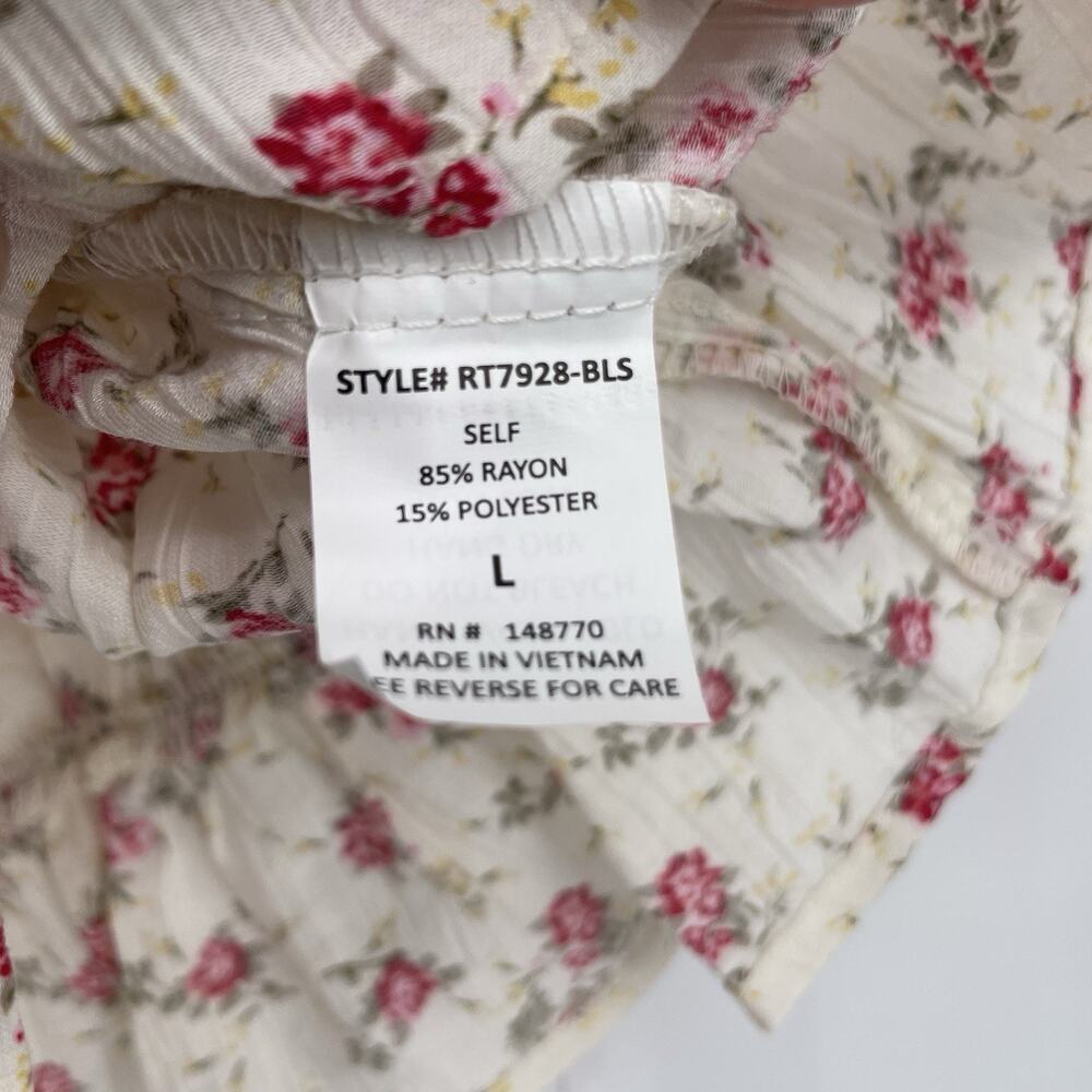 NWT Sienna Sky Floral Puff Sleeve Cropped Peplum Top Cottagecore Coquette Size L - Picture 8 of 10